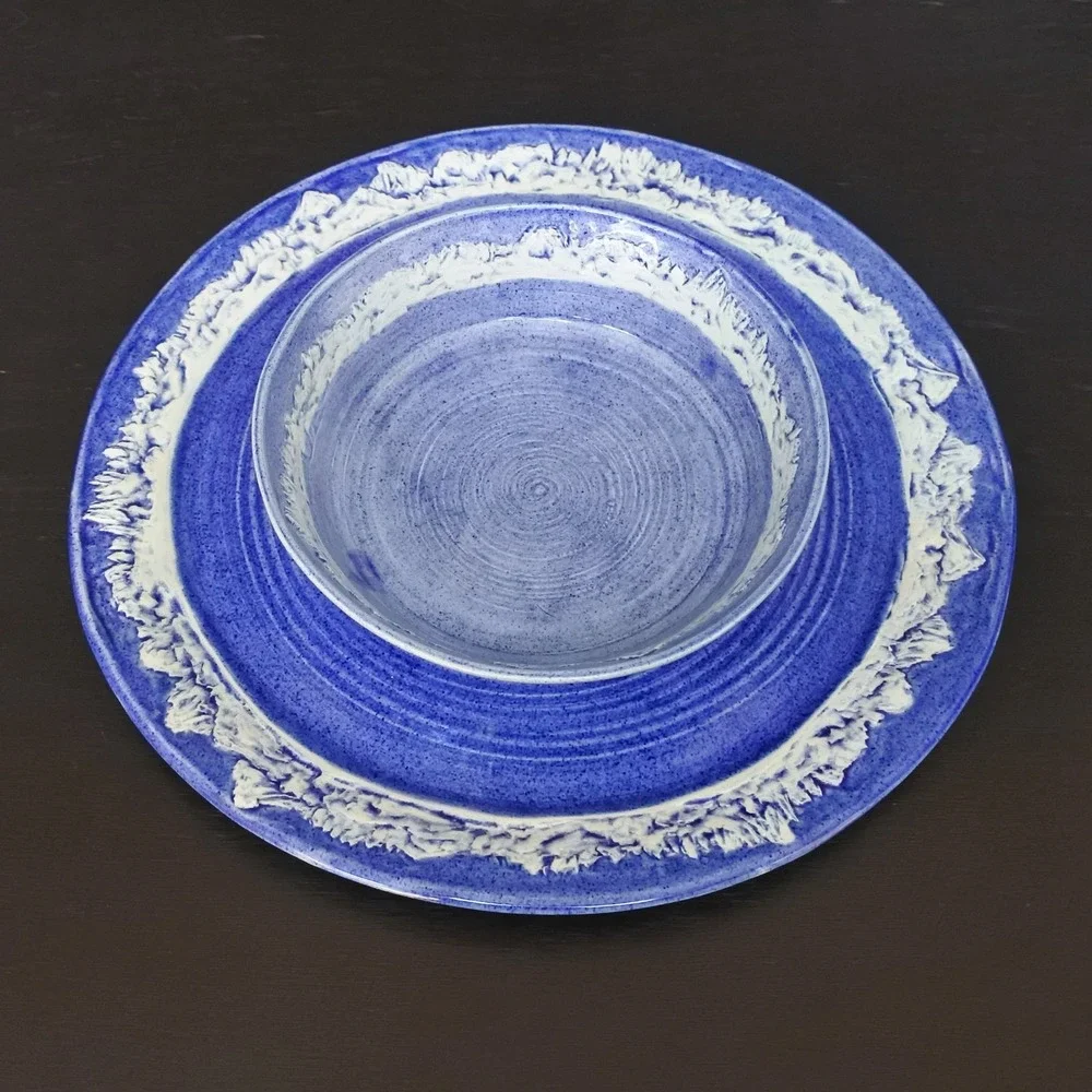 TT Pottery Designs Sierra Mountains Mammoth Lakes Art Pottery Bowl & Platter